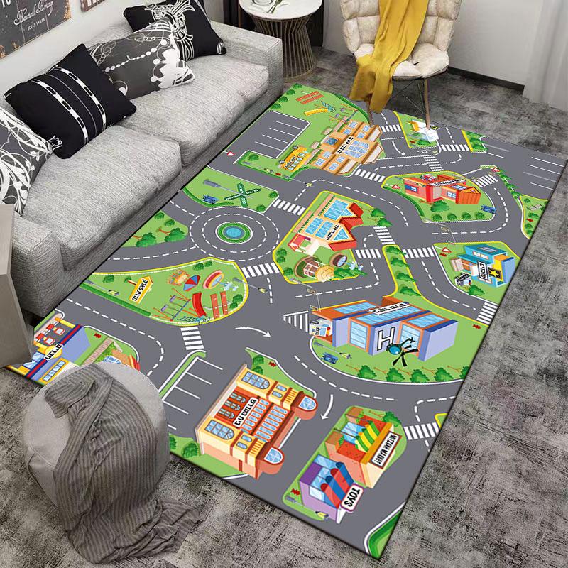 Kids Playmat City Roads Suitable As a Non-slip Mat for the Living Room or Bedroom Sofa