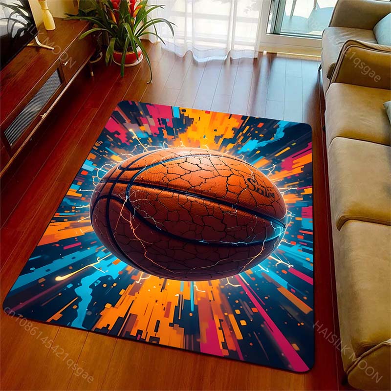 Multiple sizes Basketball with cracked effect background Carpet for Living Room Bedroom Sofa Home Decor Rus Non-slip Floor Mat
