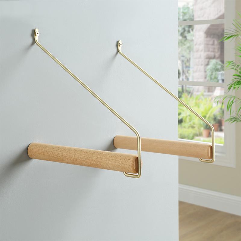 Nordic Wooden Wall-Mounted Clothes Rack with Creative Hooks