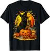 Retro Halloween Black Cat Witch Pumpkin Spooky Unisex Tee Shirt