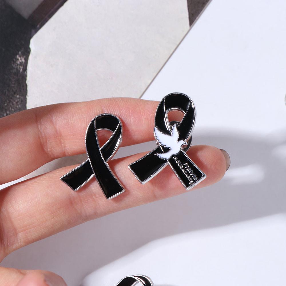 Melanoma Cancer Funeral Ribbon Badge Brooch Skin Cancer Funerals Memorial Pin Women Men