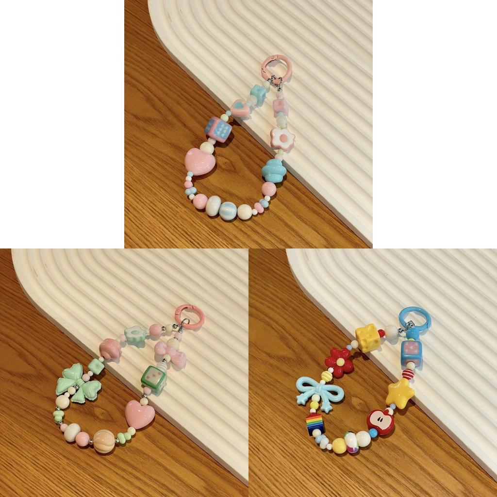 Cute Pvc Phone Chain With Beaded Keychain For Girls And Women