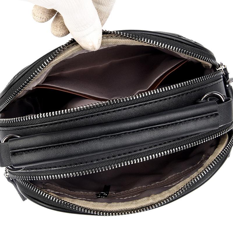 Modische rautenförmige Damenhandtasche Doppelreißverschluss Einfarbig Retro Umhängetasche für Damen