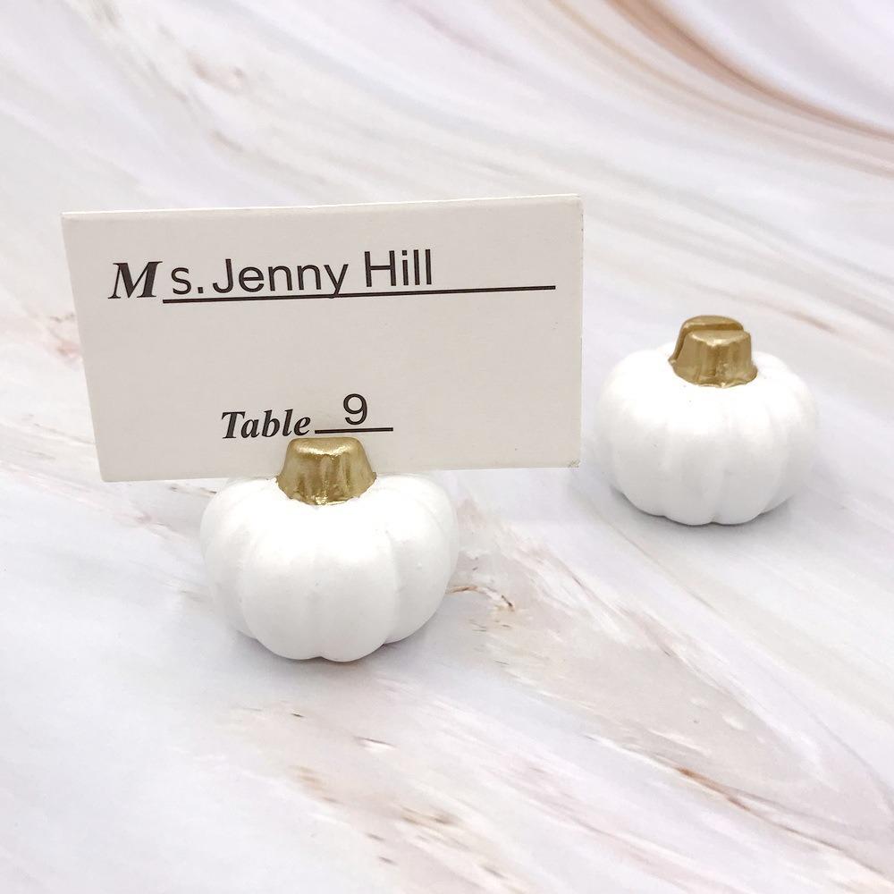 4pcs Elegant Pumpkin Card Holders Fall Themed Memo Clip Holder Table Number Stand  Dinner Party
