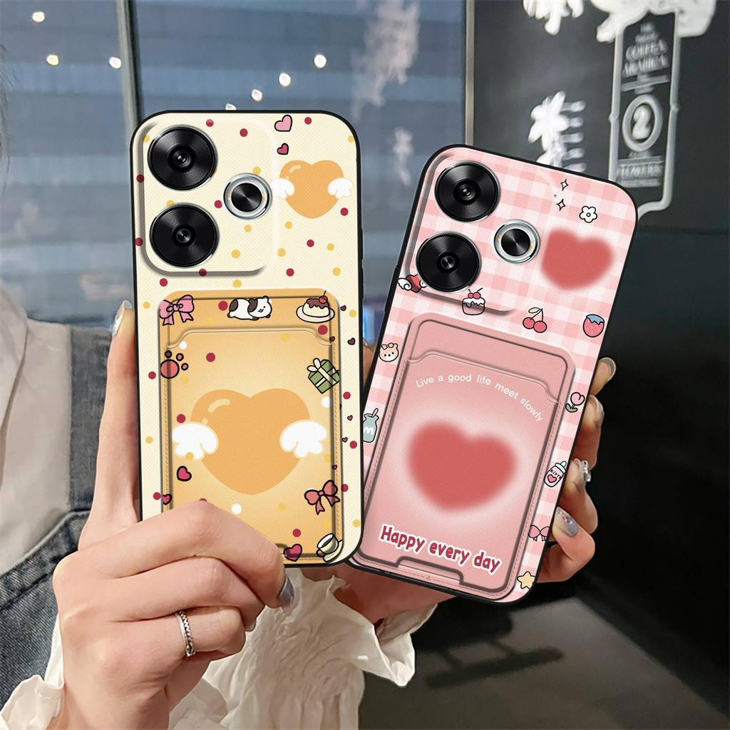 Fashion Design Cover Phone Case For Redmi Turbo3/Xiaomi Poco F6 5G Full Wrap Card Slot Cute Graffiti Protective Silicone