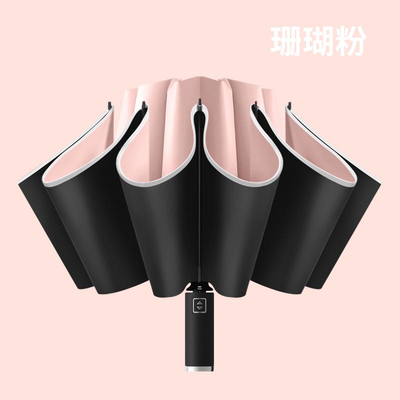 10-Bone Automatic Reverse Umbrella with Reflective Strip & Luminous Design Classic Business Advertising Gift Sunny Umbrella Logo