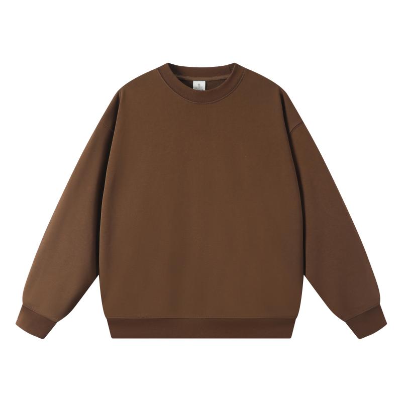 Autumn Loose Drop Shoulder Simple Solid Color Crew Neck Sweatshirt Terry Casual Base Shirt S