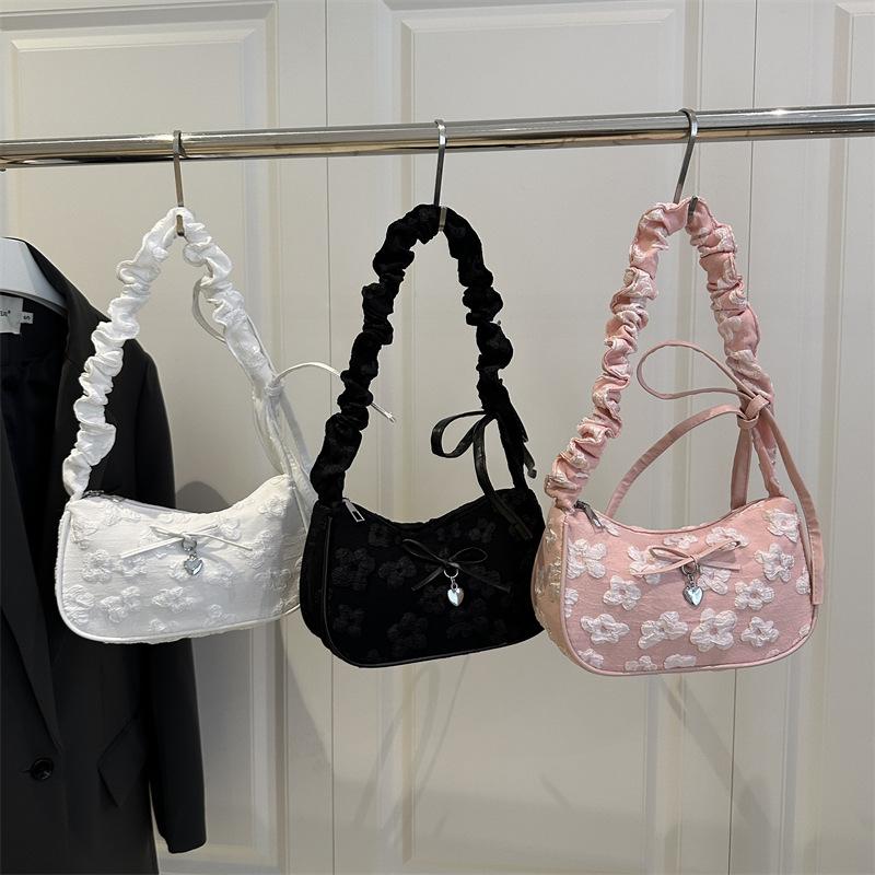 French bag women's fashion bow shoulder handbag niche design high-end underarm bag