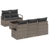 Garden Sofa Set with Cushions and Storage 6 Pcs Grey Poly Rattan