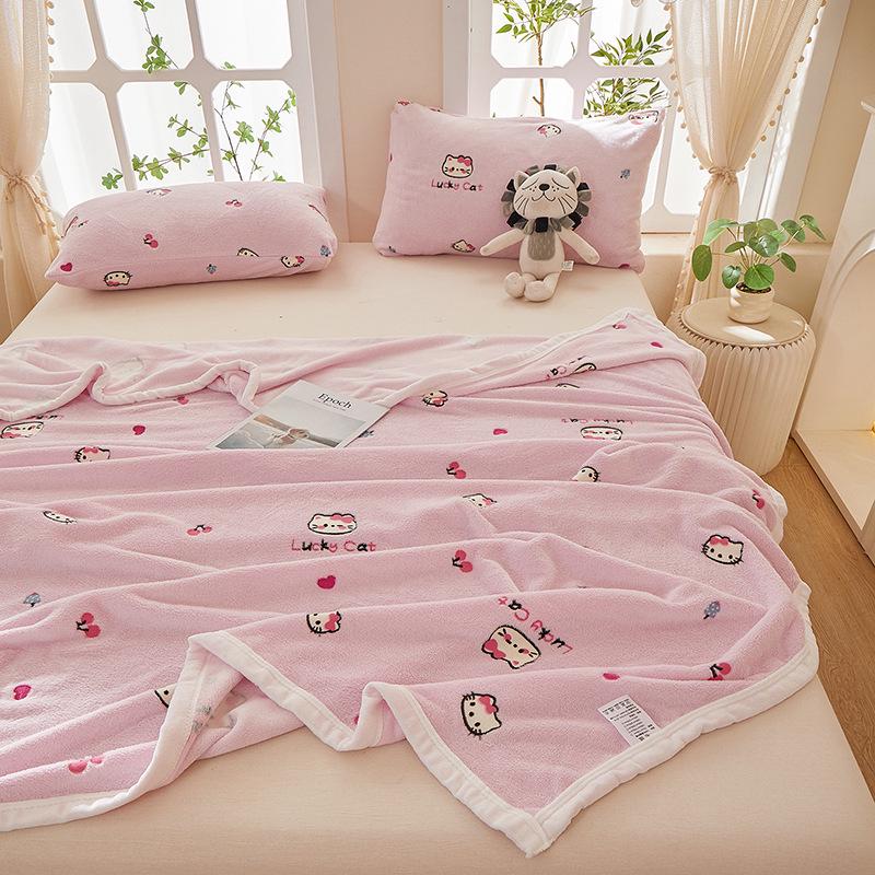 Cloud Velvet Screen Printed Nap Blanket - Milk Velvet 70x100 cm
