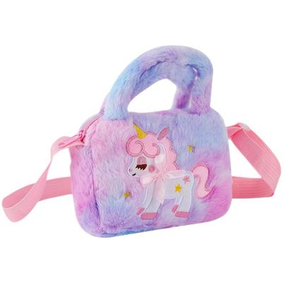 TENDYCOCO Sac à bandoulière Licorne pour filles, Sac bandoulière, Pochette, Sac d'école pour enfants, Design animal en peluche mignon, Léger, Parfait pour la garderie,