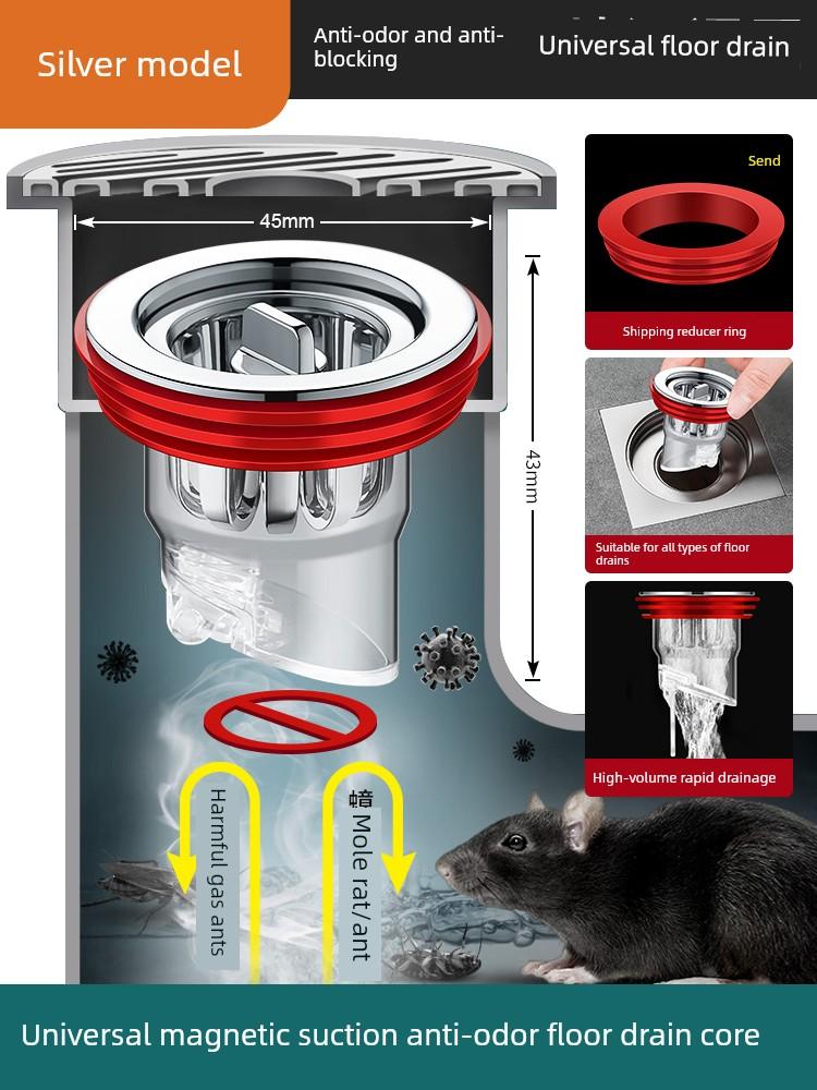 Floor Drain Deodorizer Bathroom Sewer Pipe Filter Net Universal Anti-Odor Cover Sealing Core Gadget