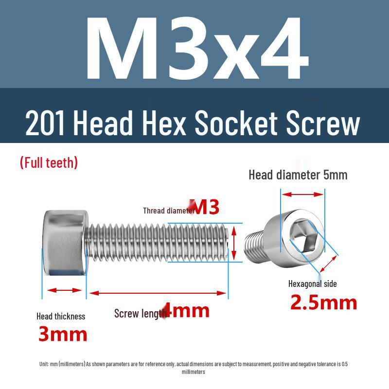 Yigu 201 Stainless Steel Cup Head Hexagon Screws and Bolts - M3, M4, M5, M6