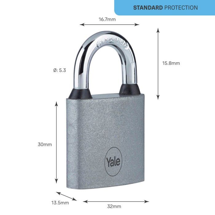 Cadenas - Yale - Y111S/32/116/1 - 32 mm - Acier trempé - Argent - Intérieur