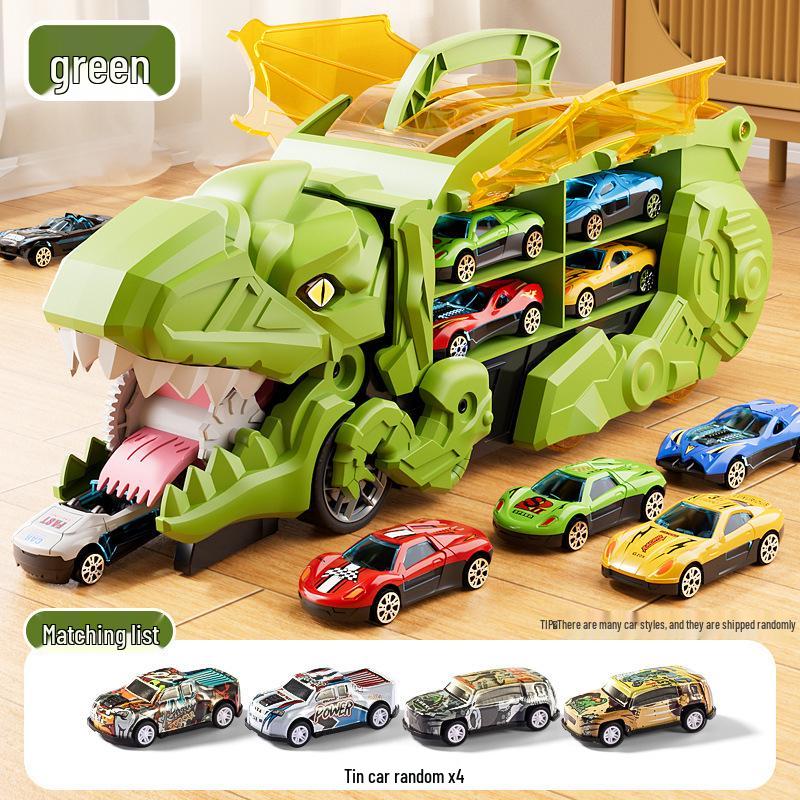 3-in-1 Transforming Dinosaur Toy Car Set for Kids Aged 3-5 with Mini Car Storage