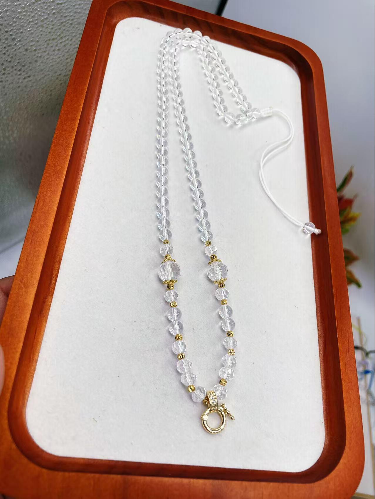 

Universal Crystal Bead Chain Necklace with Buckle for Thai Amulets, Thangkas, Dzambhala, or Nine-Tailed Fox.