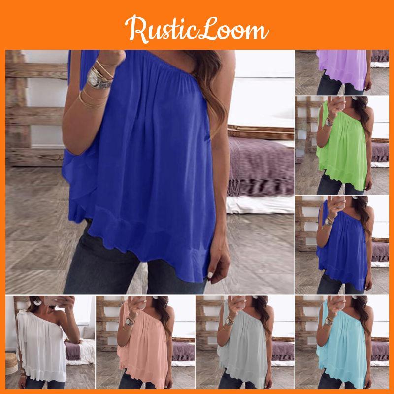Stylish Womens Casual One Off Shoulder Shirt Blouse In Comfortable Plus Size Design