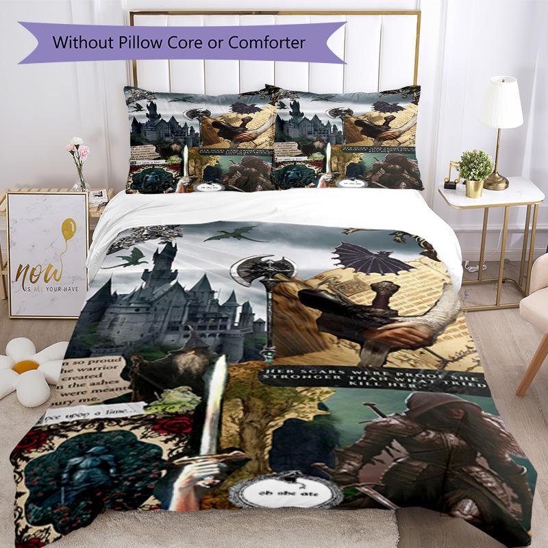 Set Biancheria da Letto Stile Gotico Traspirante Copripiumino con Federe Biancheria da Letto Decorativa per Camera da Letto Decorazione Casa Regalo di Compleanno