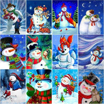 Noua pictură cu diamant 5D DIY, Omul de zăpadă, broderie cu diamante, punct de cruce de Crăciun, complet rotund, burghiu, artizanat, decorațiuni pentru acasă, cadou de artă