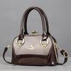 Glossy Leather Handbag Women's Shoulder Bag Fashion Lady's Brand Shopping Crossbody Bag Elegant Diamond Steel Clip Women's Bag