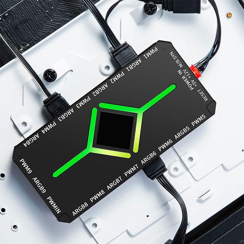 1 bis 9 3-in-1 5V 3-Pin ARGB Controller Lüfter-Hub PWM Lüfter-Hub PWM ARGB Lüfter-Hub für 5V Adressierbaren ARGB Computer PC Gehäuselüfter