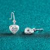 Sterling Heart Stud Earrings With Full Moissanite Ocean Design Women Sweet Chic Style 2025