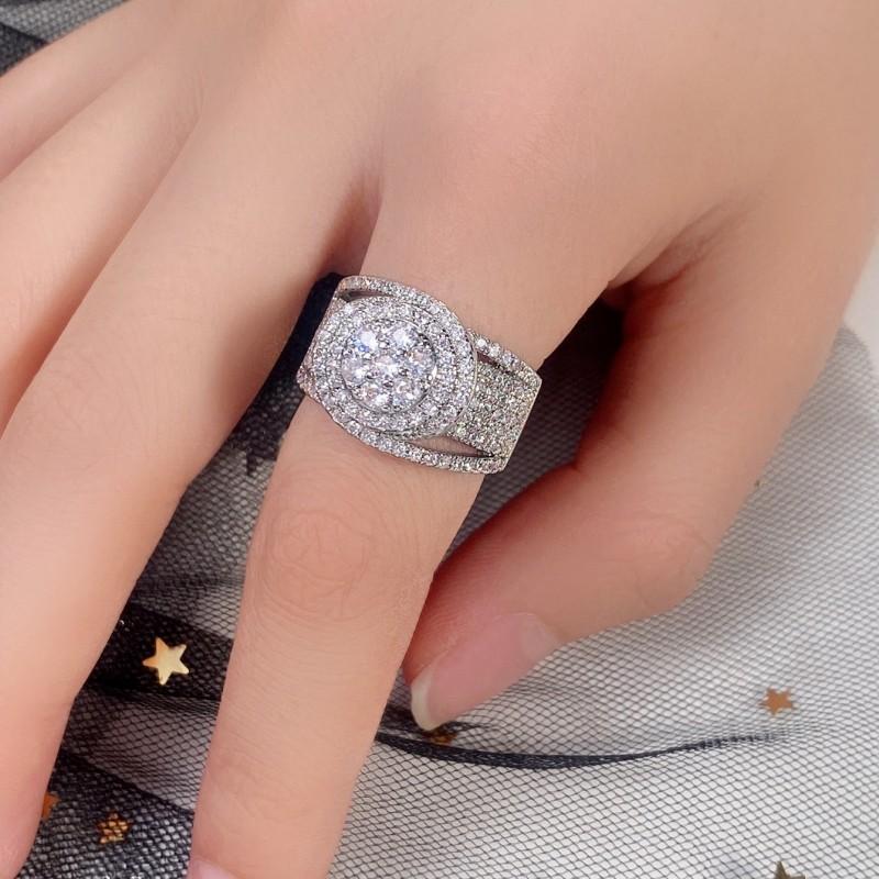 Xiaomi Huitan Full Bling Iced Out Cubic Zirconia Rings Women for Engagement Wedding Bands Accessory High Quality Luxury Trendy Jewelry