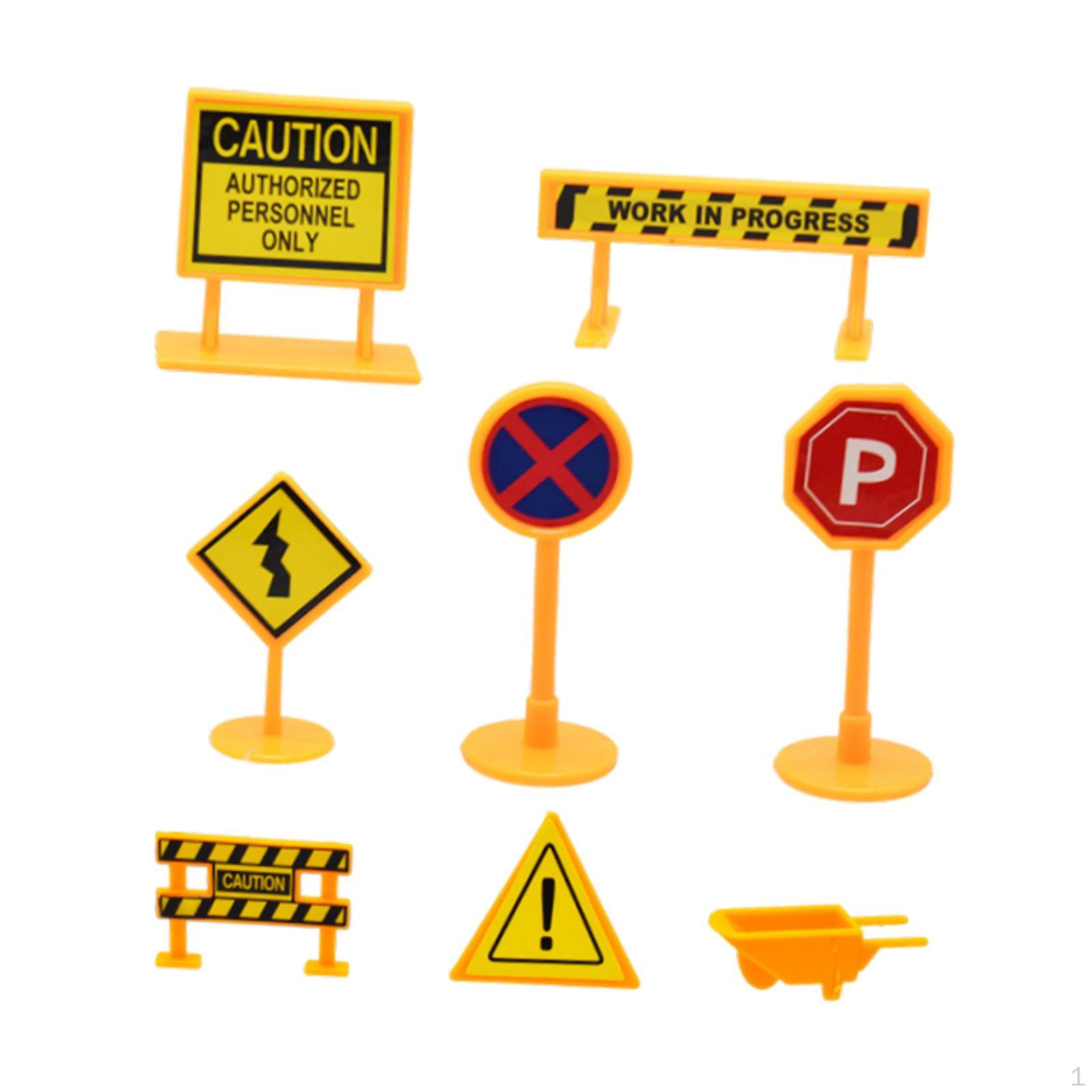 

8 Pieces Dollhouse Street Road Signs Playset,Mini Traffic Toys for Kids,Construction Sign