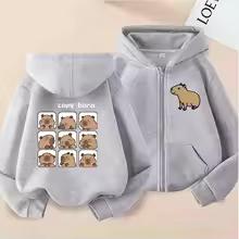 Funny Kids Capybara Zip Up Hoodie Children's Hoodie Zipper Children Capibara Sweatshirt Manga Clothes Kid Girl Boy Top Hoody