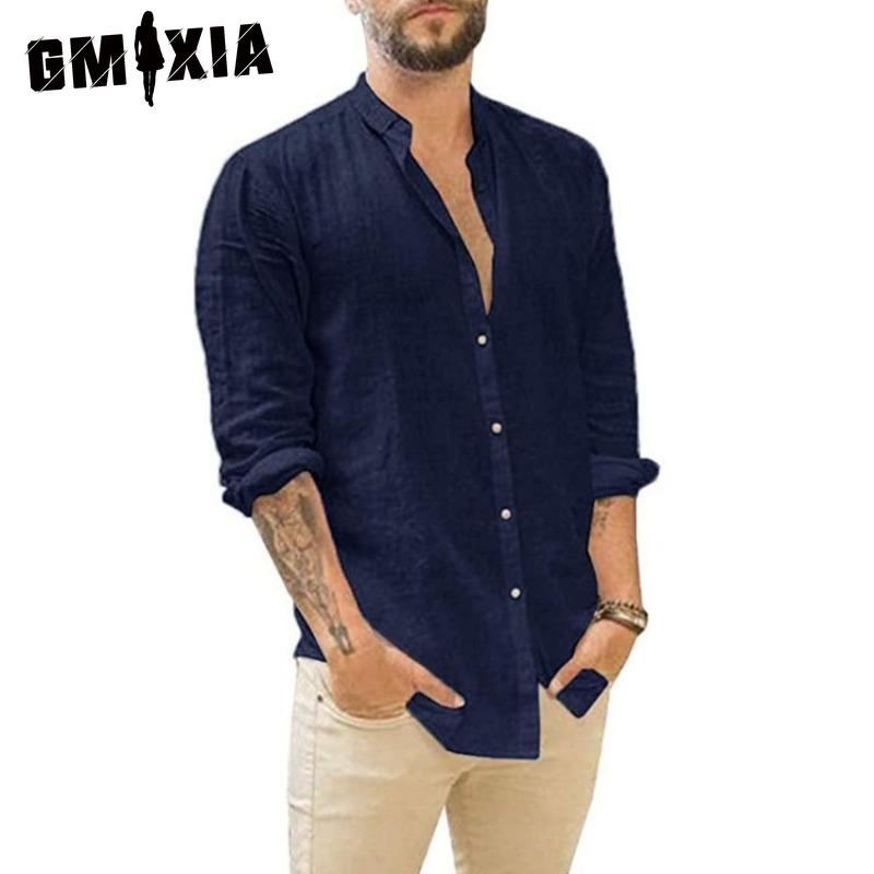 GMXIA Cotton Long Sleeve T-shirt Men's Fashion Loose Shirt Printed Compassionate Shirt