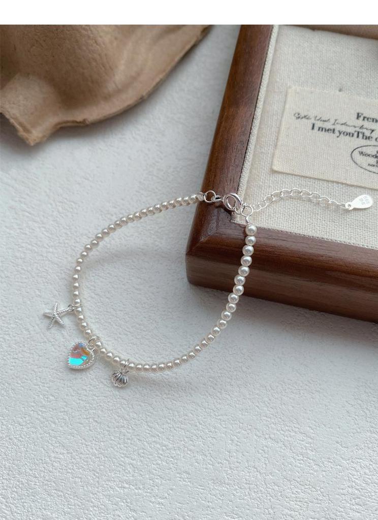 Bracciale di Lusso in Argento Sterling con Stella Marina e Perla di Conchiglia per Donna, Moda Lusso Leggero