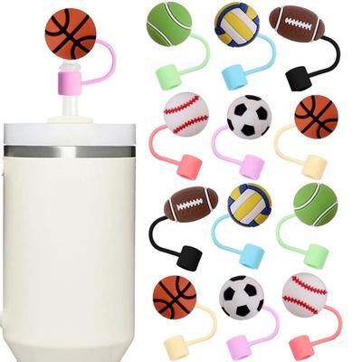 Silikonová zátka na basketbal, roztomilá zátka na míč, zátka na pití, víčko s brčkem, víčko na kelímek, příslušenství