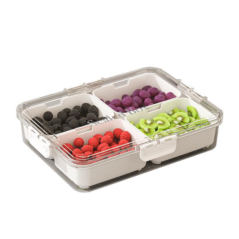 Large Capacity 4-Compartment Spice and Seasoning Storage Box