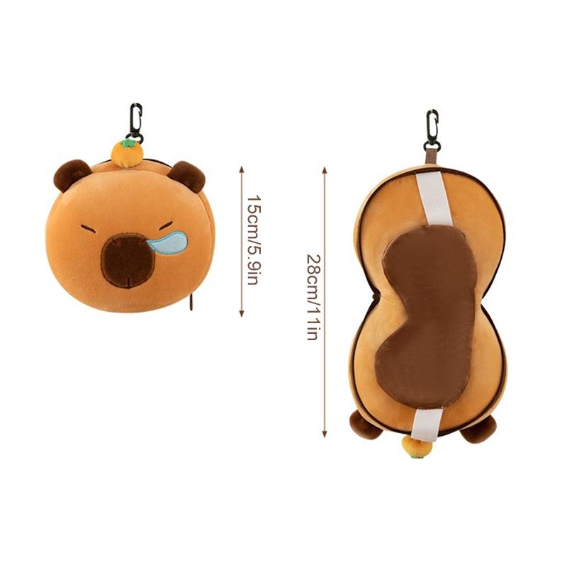 New Cartoon 2-In-1 Neck Pillow With Eye Mask Cute Plush Doll Travel Pillow Portable Office Desk Pillow Birthday Gift