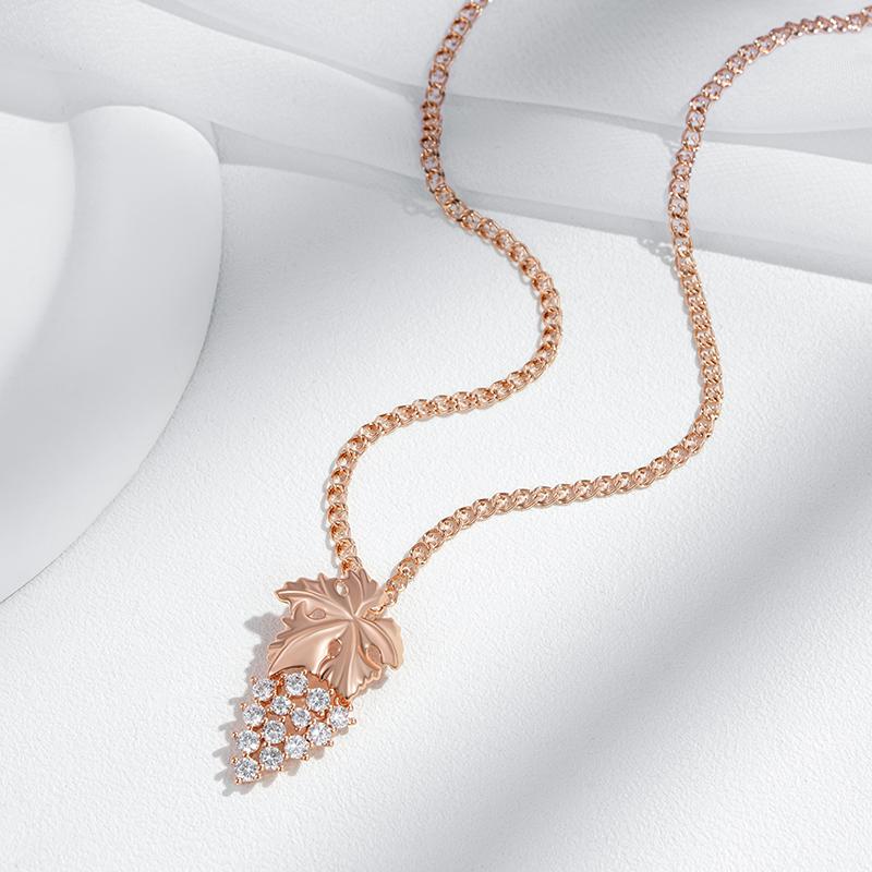 Kienl Full Shiny Natural Zircon Big Pendant Necklace For Women  Rose Gold Color Crystal Grape Pendant Daily Vintage Jewelry