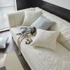 Grey Solid Wood Sofa Cushion, All-season Universal Fabric Sofa Cover, Embroidered Non Slip Cotton Seat Cushion
