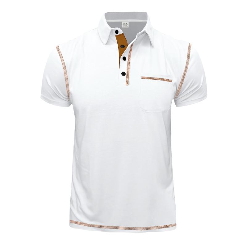 Men's Polo Shirt Summer Solid Color Button Pocket Short Sleeve Polo Shirt Street Stroll Fashion Casual Collar T-Shirts