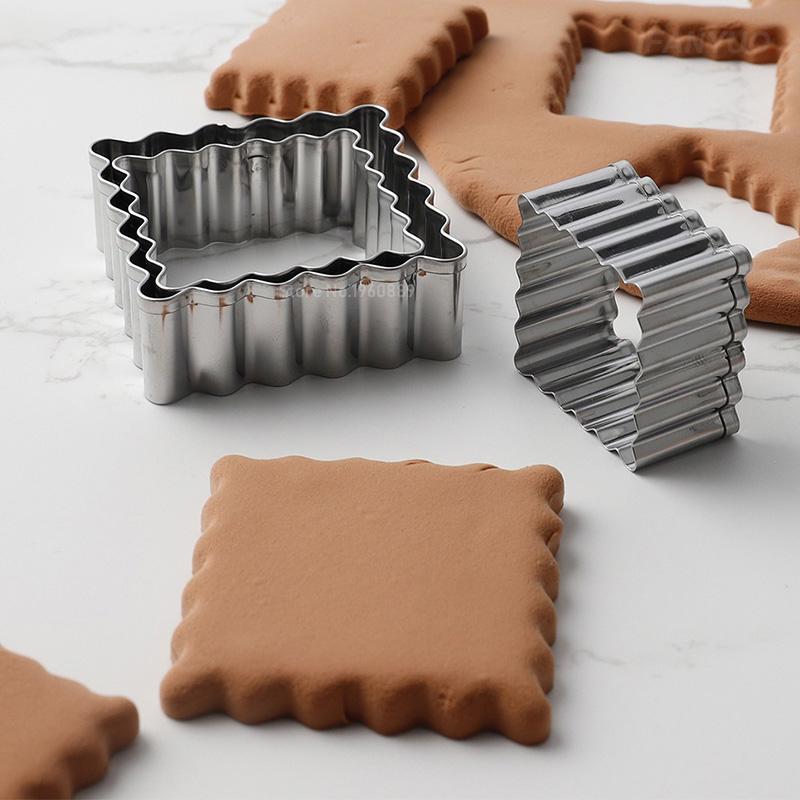 3 Buc Rămă Binecuvântare Formă Inox Formă Biscuit Val Dreptunghi/Pătrat Tăietor Cookie Nuntă Fondant Decorare Tort Formă Copt