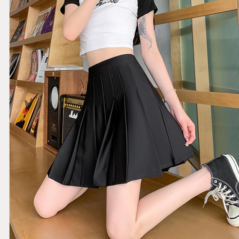 

Elastic Pleated Skirt for Women, Women s Summer New High-waisted Slim College Girl s Wind Pocket Skirt XXL