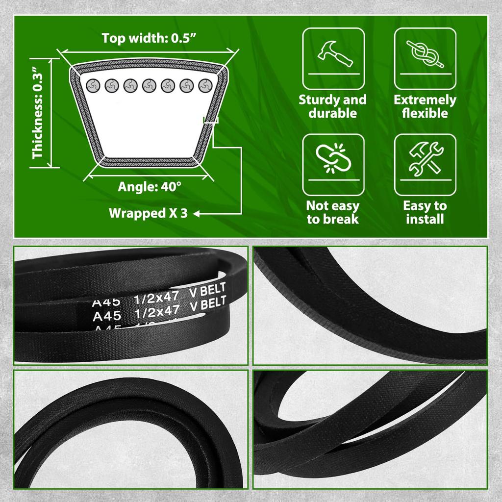 2 Pack Replacement V-Belt for Swisher 6046 Mowers (47'' Length X 1/2" Width)