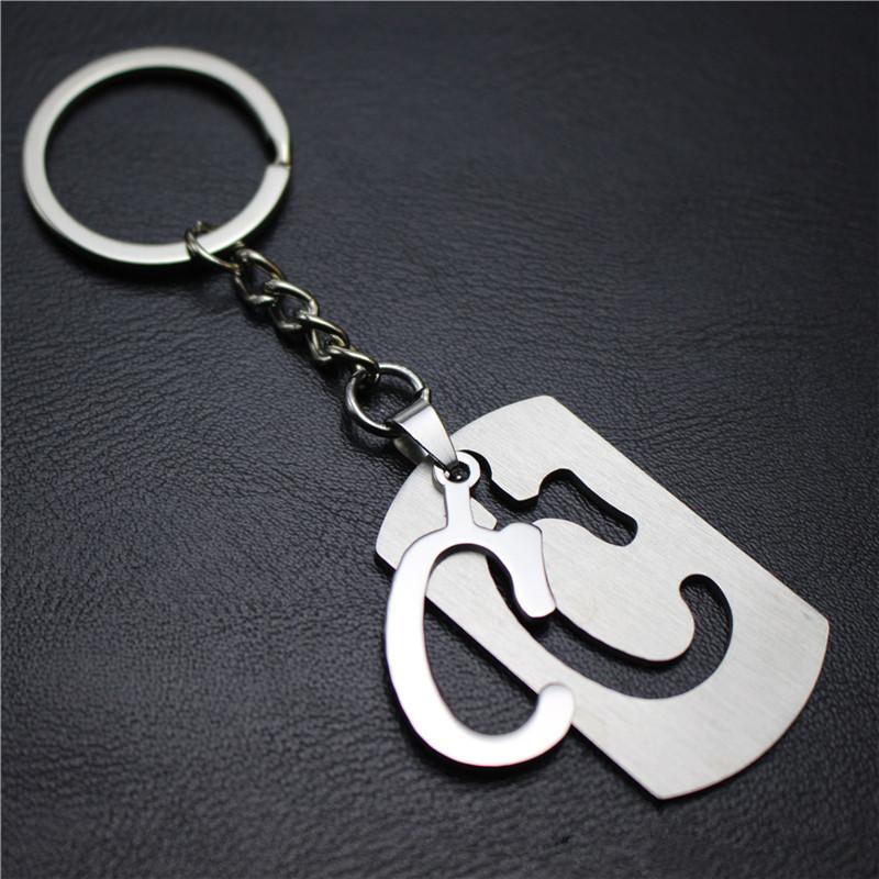 2022 DIY A-Z Letters Key Chain For Name Silver Color Steel Keychain Women Men Car Key Ring Simple Key Holder Party Gift