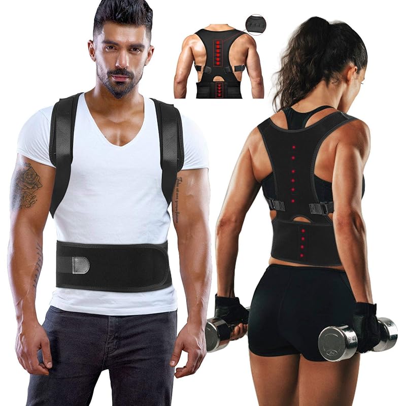 

Magnetic Therapy Posture Support Back Brace -FDA Approved Medical Grade Adjustable Posture Corrector Brace Shoulder Back Support Belt- Relieves Neck, Small
