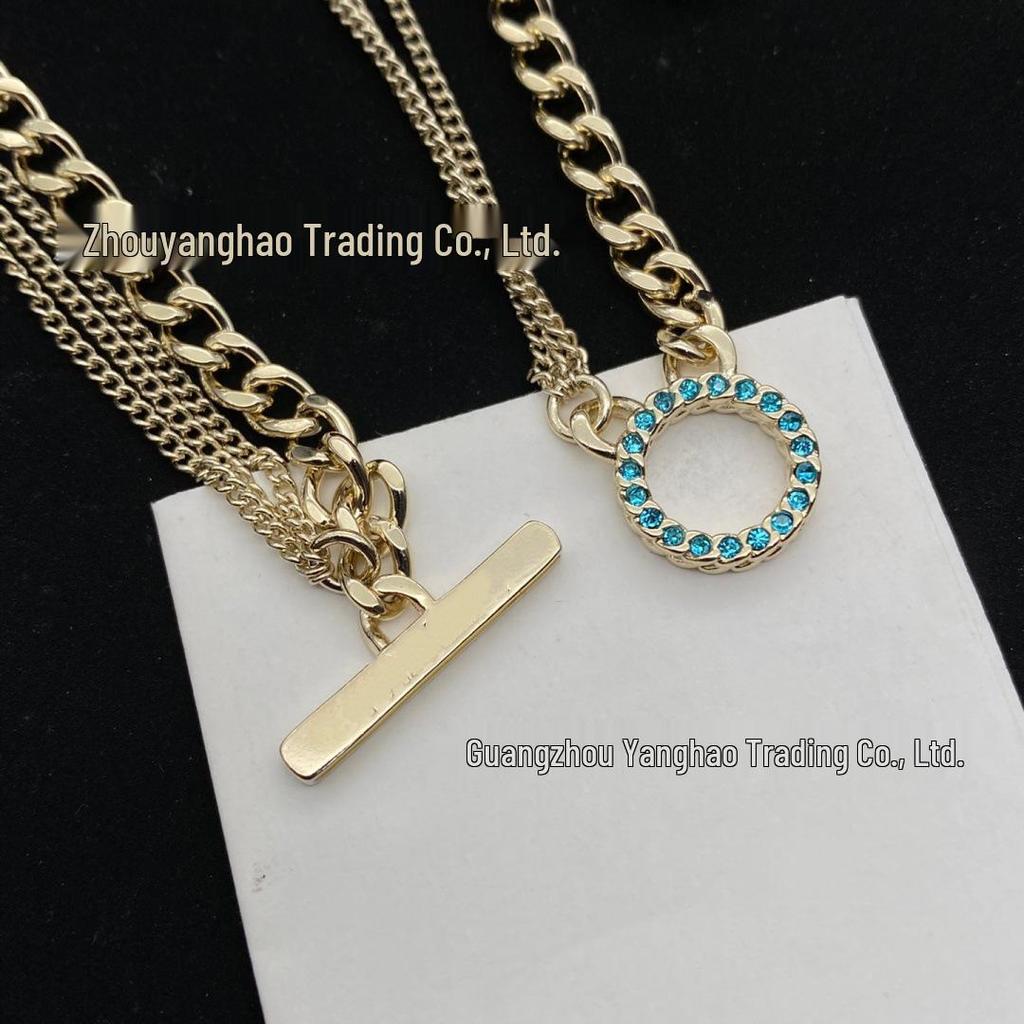 Seiko Double C Layered Necklace & Colored Diamond Bracelet Set for Women