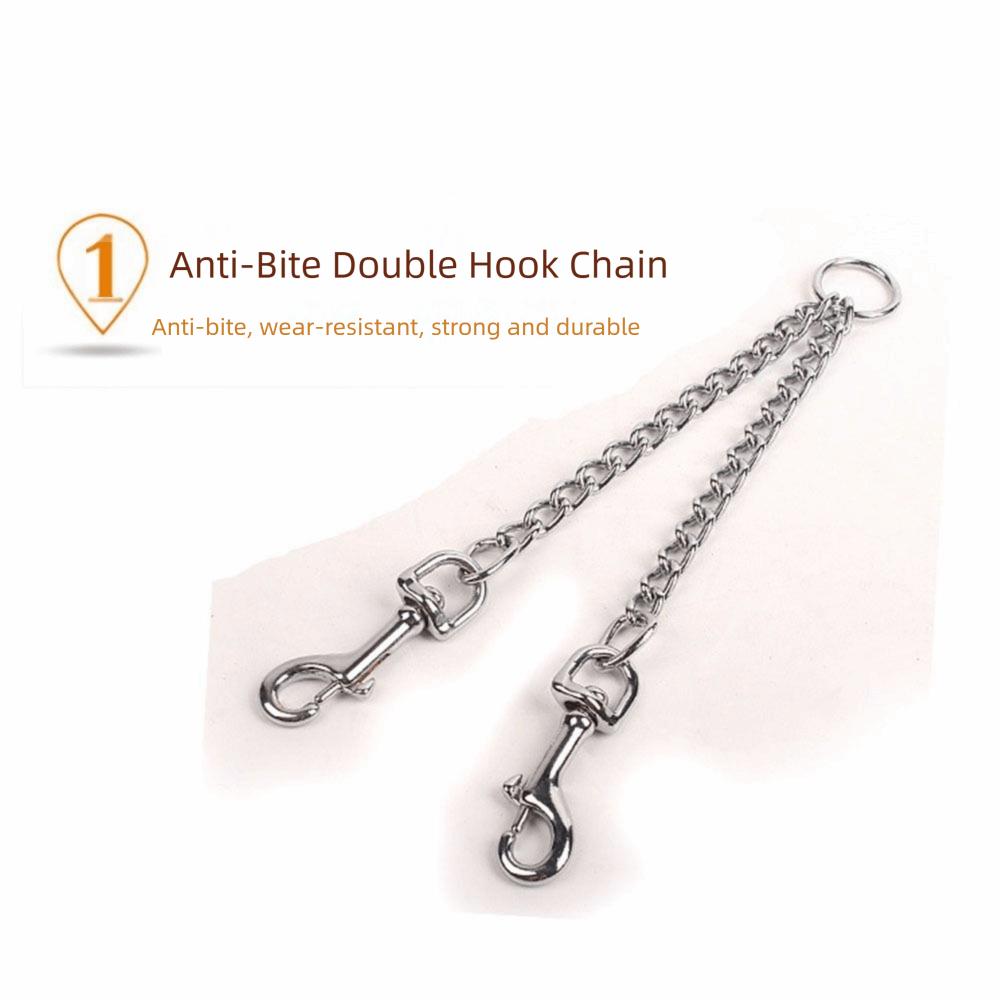 Stainless Steel 2 Way Dog Leash Double Hook Wear Resistant Pet Training Lead Multifunctional 2 Dogs Twin Lead for Two Dogs