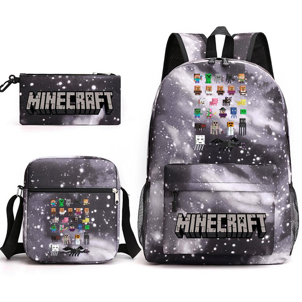 Minecraft Schooltas Game Merchandise Student Grote Capaciteit Print Drie Delige Schooltas Mannen En Vrouwen