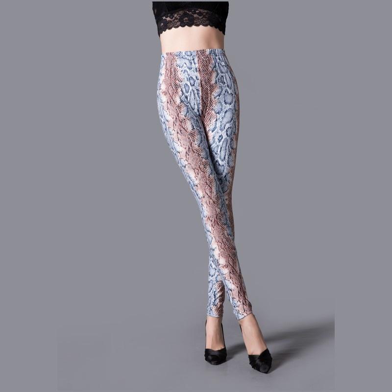 Skinny legíny s potiskem hadí kůže Leopard Slim kotníkové kalhoty jedné velikosti