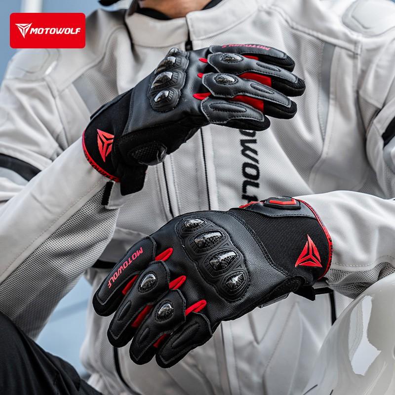 Carbon Fiber Motorcycle Riding Gloves Touchscreen Compatible Breathable All Season Motorbike Men