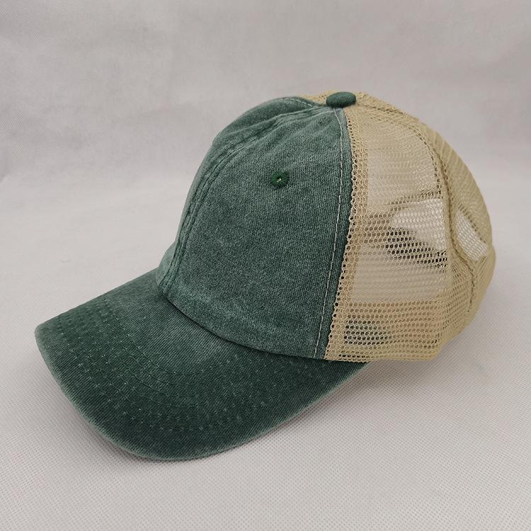 Custom Summer Solid Color Washed Cotton Mesh Hat Baseball Cap Men'S Outdoor Sun Protection Sunshade Fashion All-Match Woman Hats