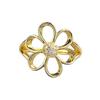 Xiancan S925 Sterling Silver Gold Plated Hollow Flower Ring with Diamond Stamen - Exquisitely Versatile.