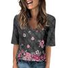 Women's V Neck T Shirts Half Sleeve Tops Printed Casual Summer Tees T Shirt Blouse